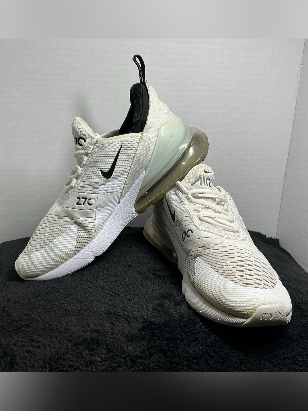 Nike Air Max 270 Women’s Size 9.5 White Black Running Lifestyle Shoes AH6789-100